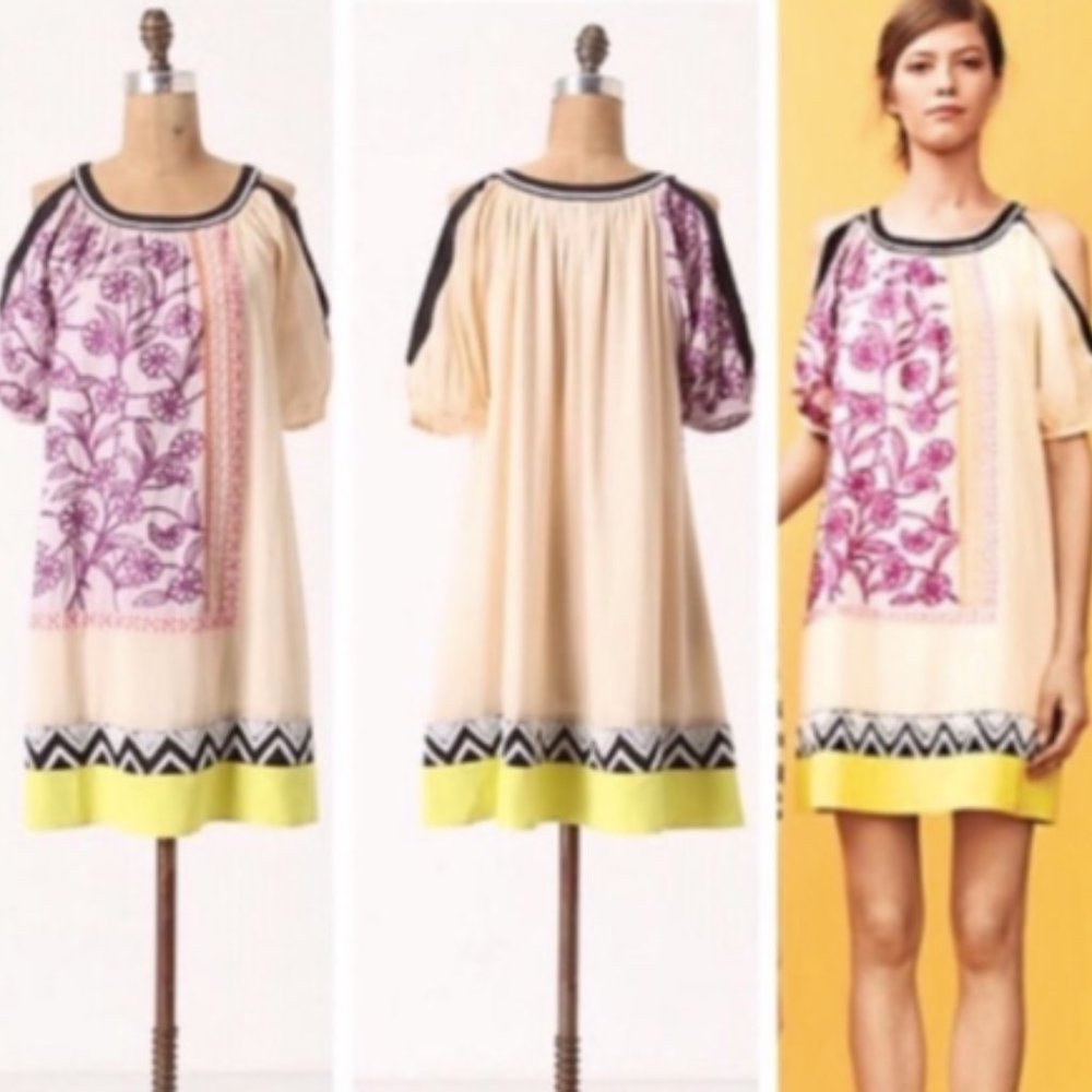 {Anthro} Leifnotes Brimming Borders Dress